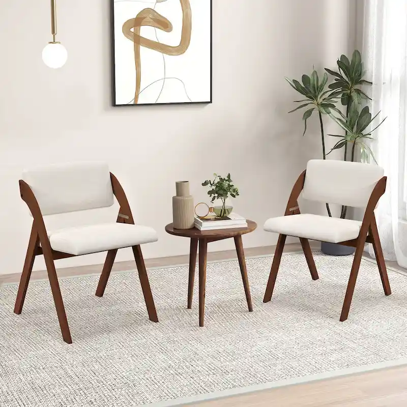 Gymax Set of 4 Dining Chairs Folding Kitchen Chair w/ Rubber Wood Legs