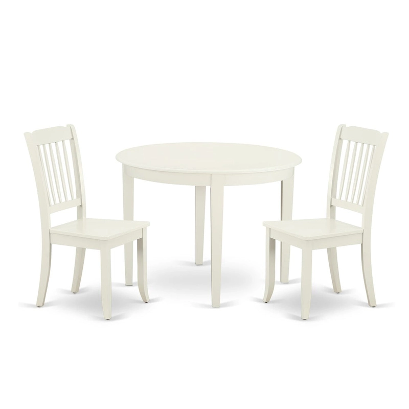 East West Furniture Kitchen Table Set- A Round Dining Table and Dining Room Chairs, Linen White (Pieces Options)