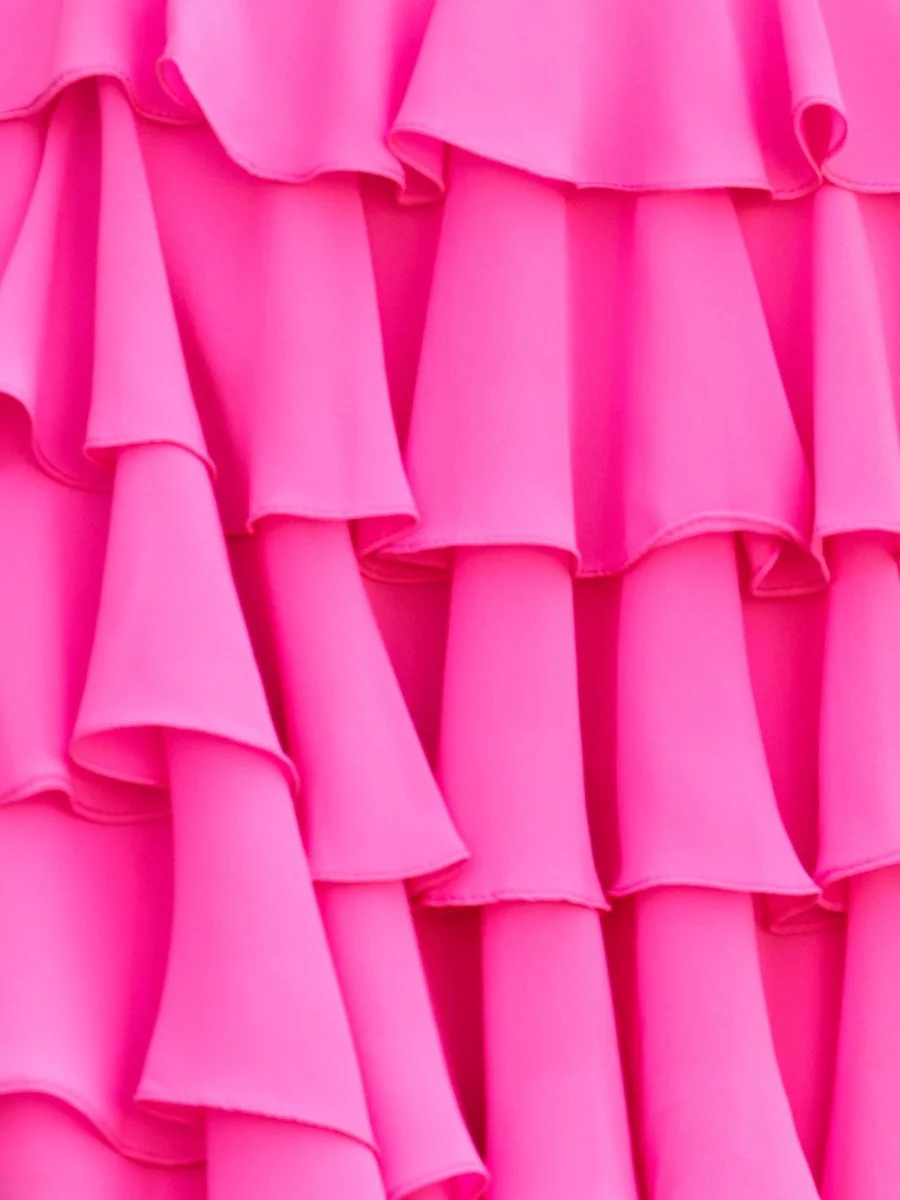 Hot Pink - Halter Lace and Chiffon Ruffle Homecoming Dress