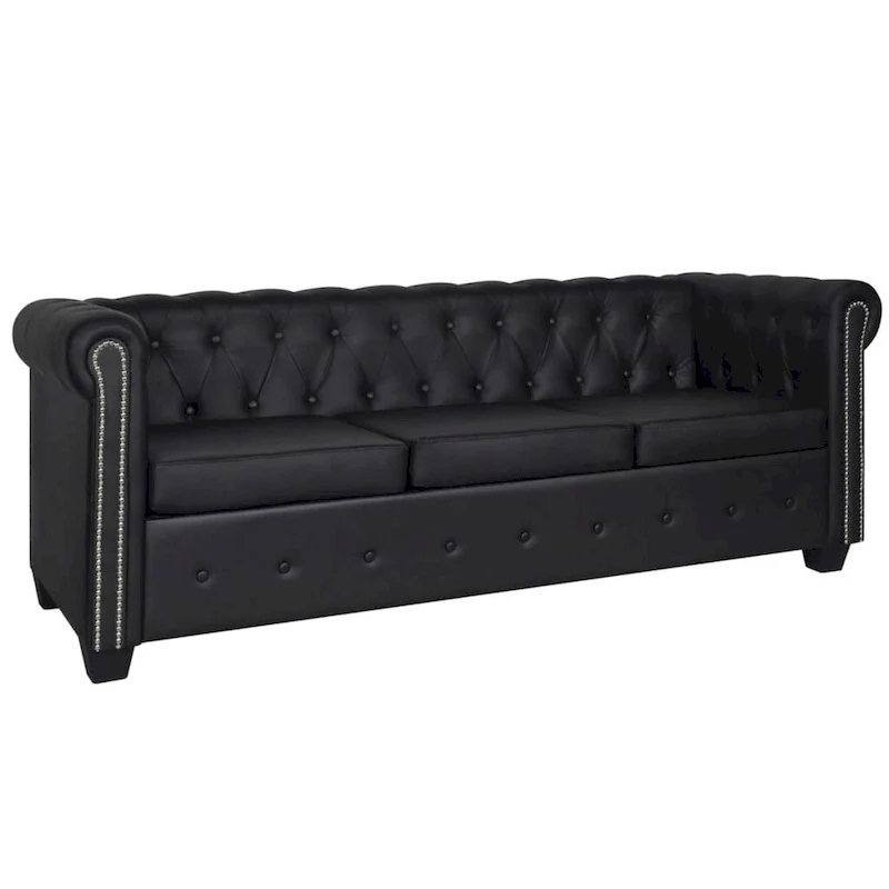 Chesterfield Sofa Black Faux Leather