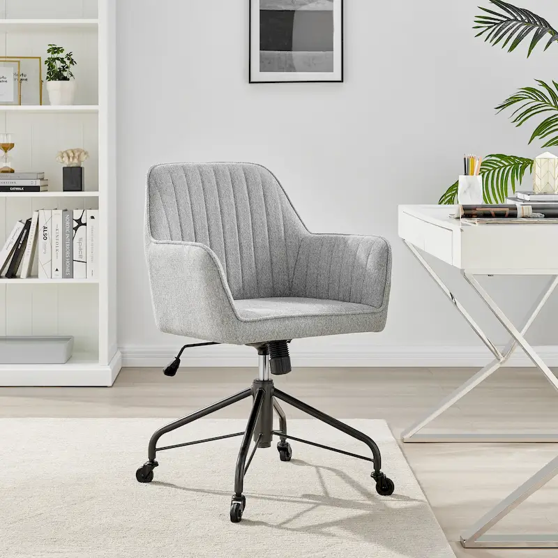 Fabric Swivel Office Arm Chair with Caster Wheels