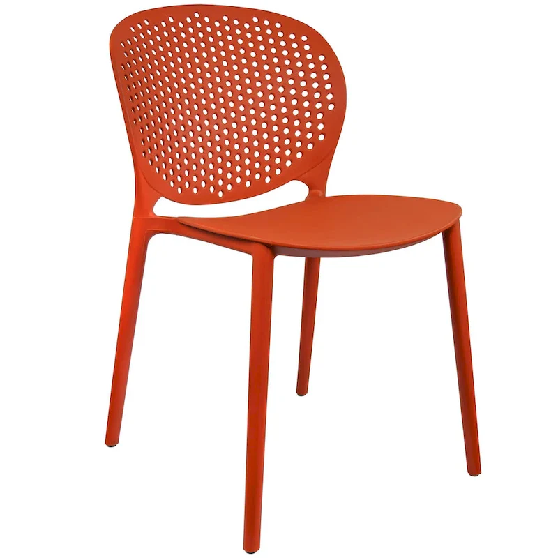 Matte Armless Stackable Plastic Dining Side Chair, Indoor/Outdoor, Set of 2