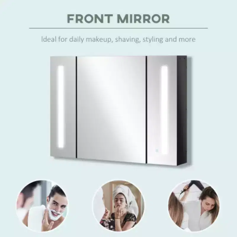 Slim Wall-Mounted Mirror Cabinet with Adjustable LED Lighting - Spa-Inspired Design