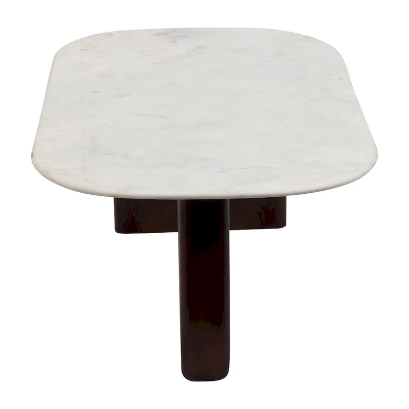 Sagebrook Home Modern Marble and Wood 16H Abstract Oval Coffee Table - 48 x 24 x 16