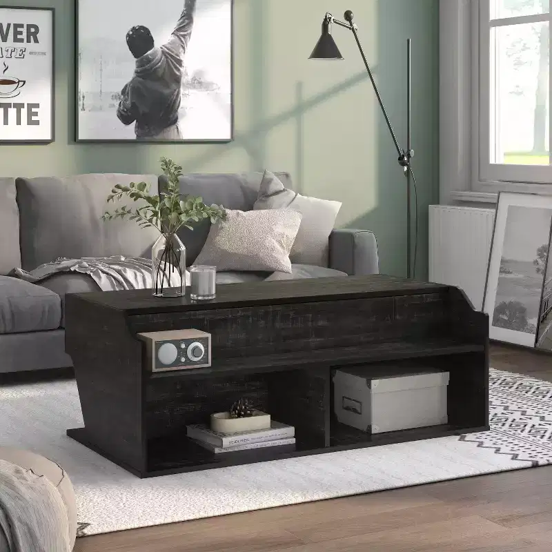 44" Hawkpoint Transitional Lift Top Coffee Table Reclaimed Black Oak - miBasics