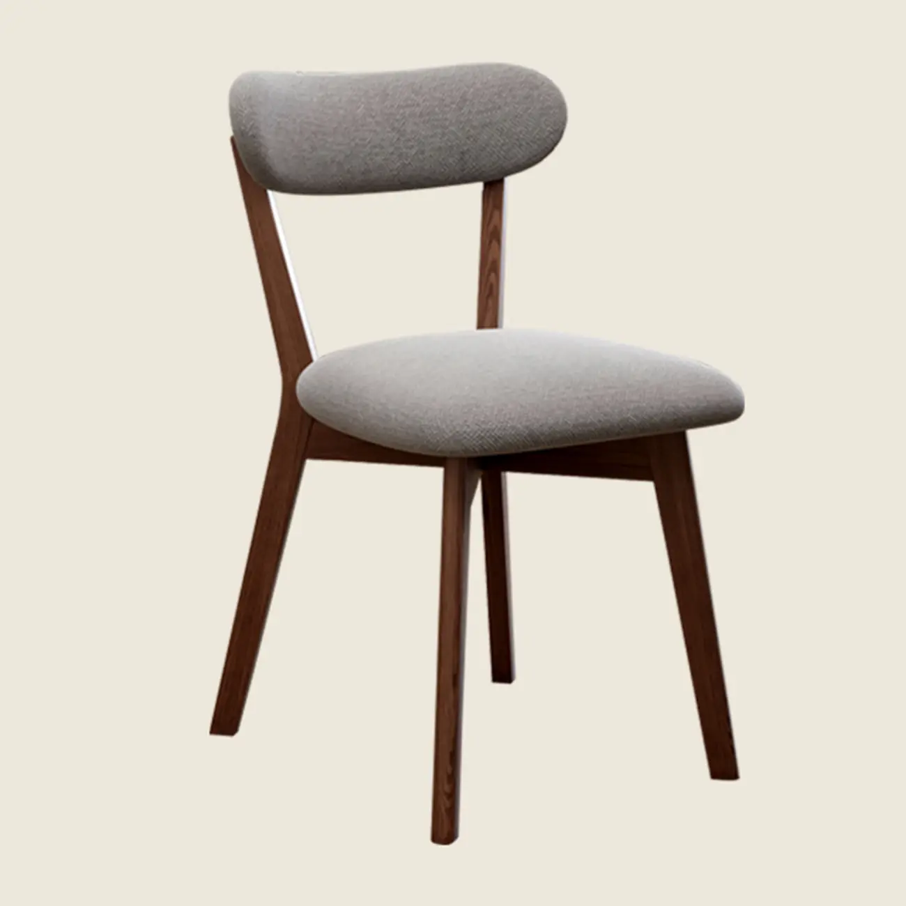 Walnut Wood Mid-Century Modern Upholstered Dining Chair