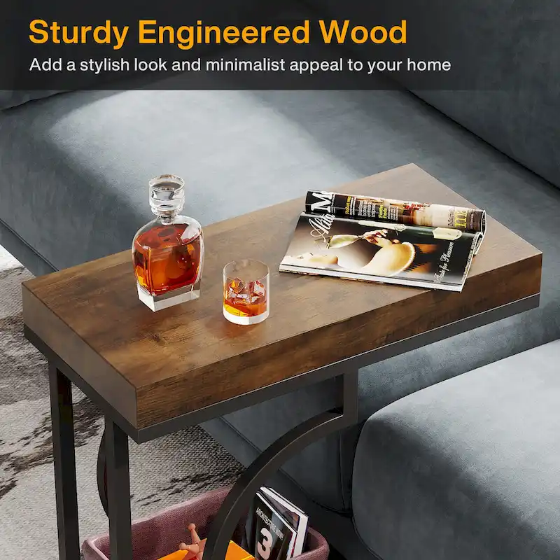 Narrow Side Table White Gold Side Table C Shaped End Table Modern Bedside Table