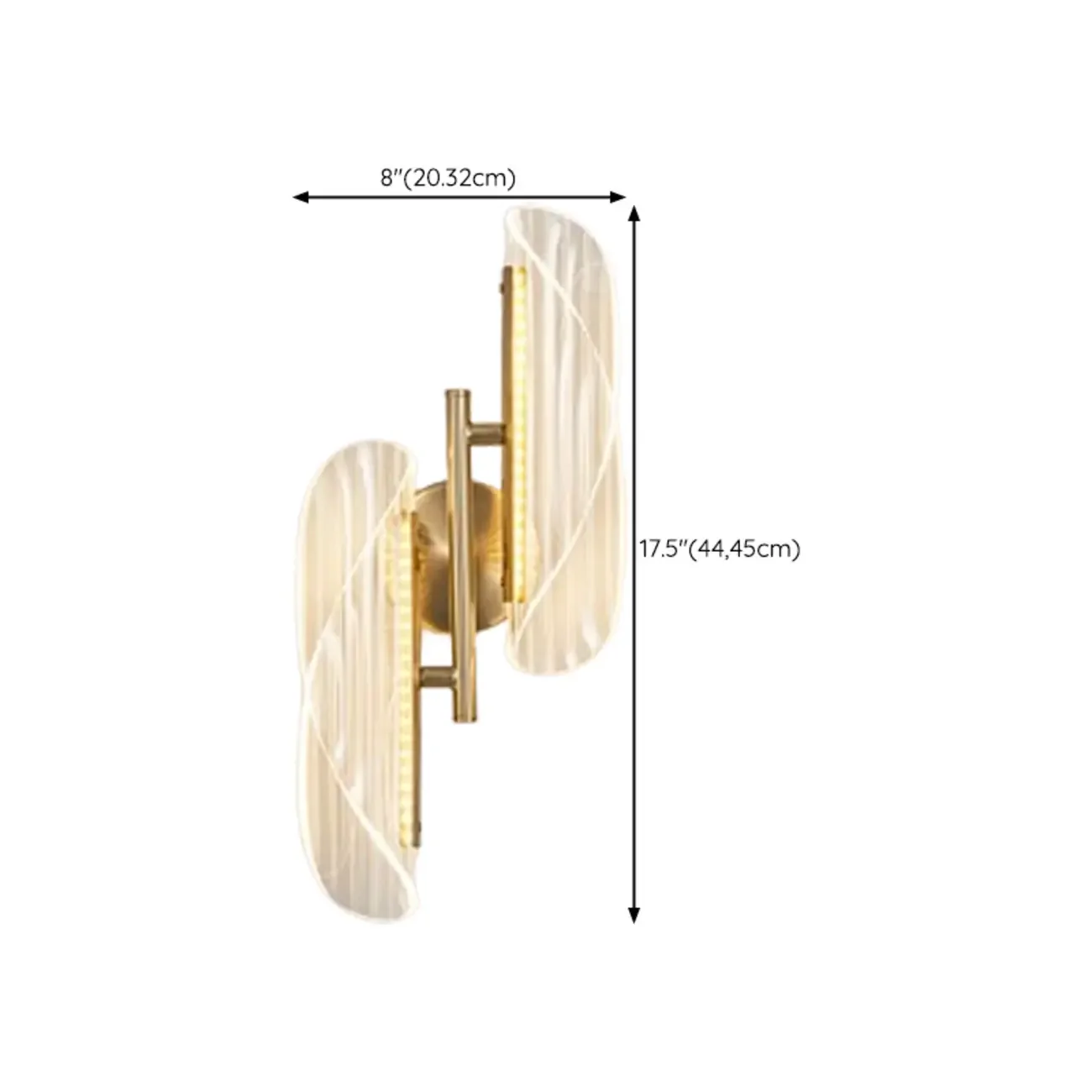 Art Deco Gold Metal and Acrylic LED Wall Sconce