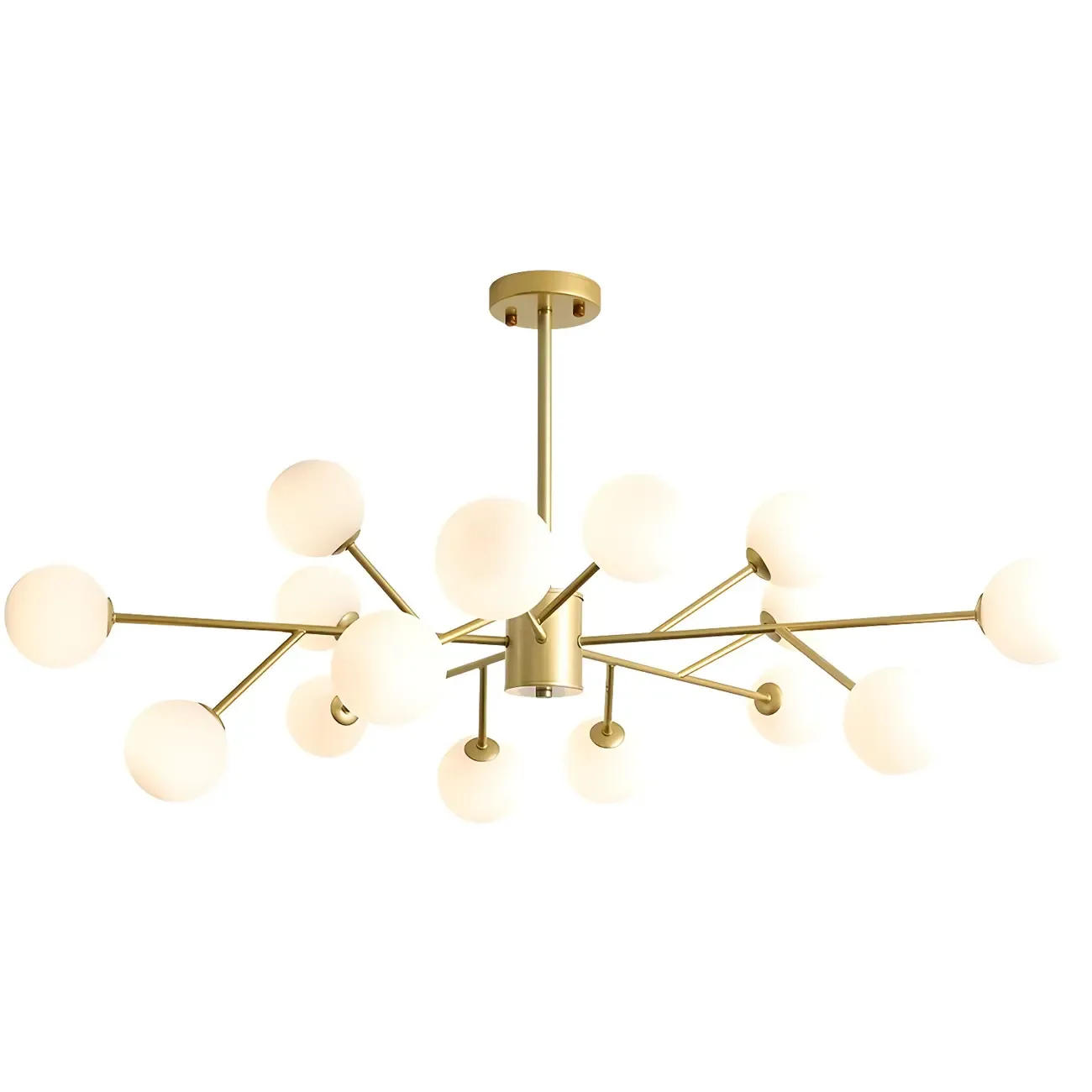 Mid-Century Modern White Globe Glass Sputnik Chandelier
