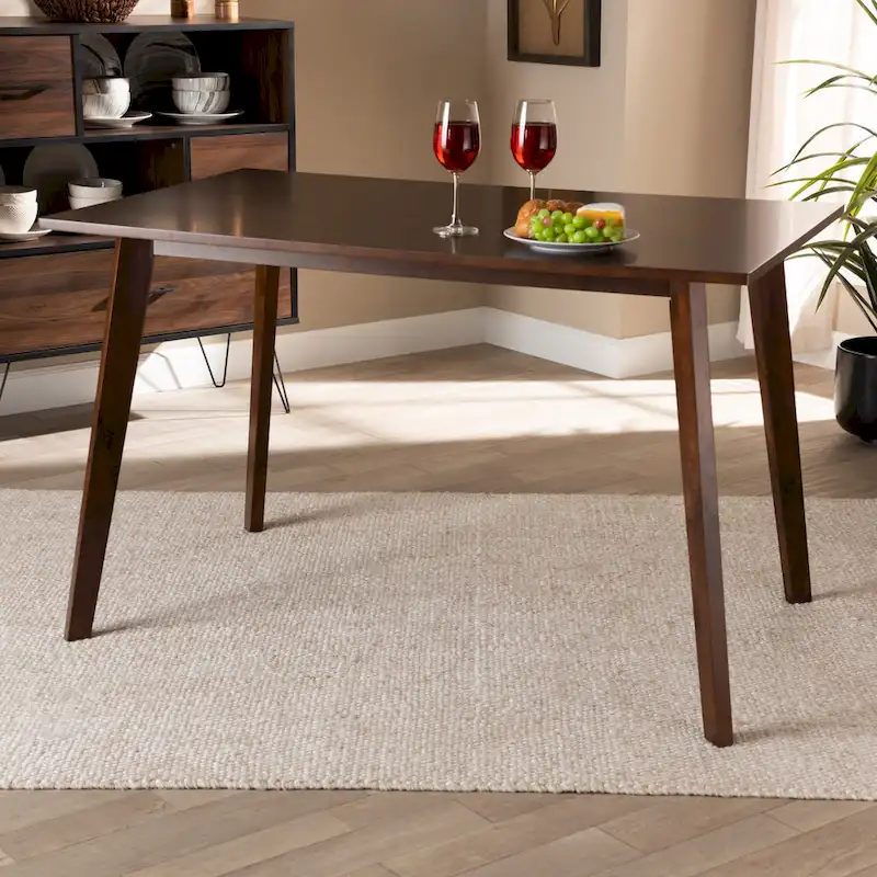 Mid-Century Modern Rectangular Wood Dining Table – Seats 4, Walnut Finish