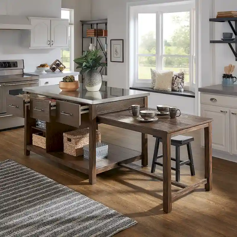 Tali Reclaimed Look Extendable Kitchen Island by iNSPIRE Q Classic