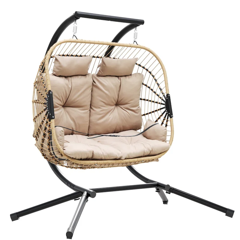 2 Person Indoor Outdoor Hammock Swing Egg Chair with Stand