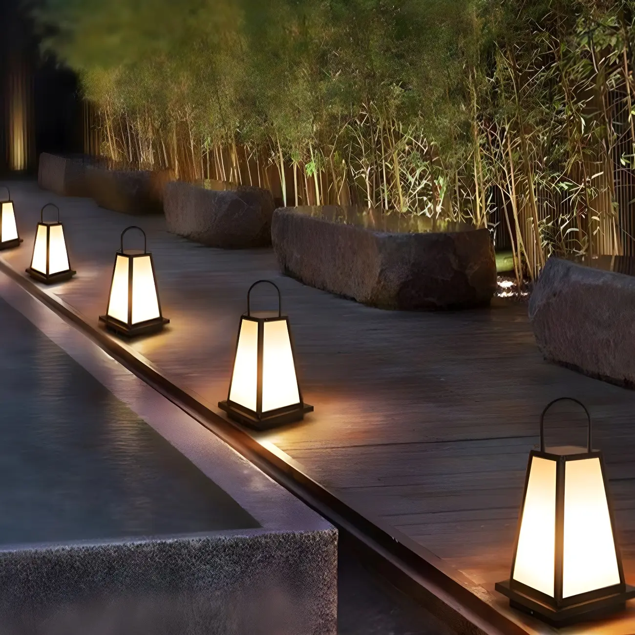 Black Metal Conical Post Cap Light with Handle