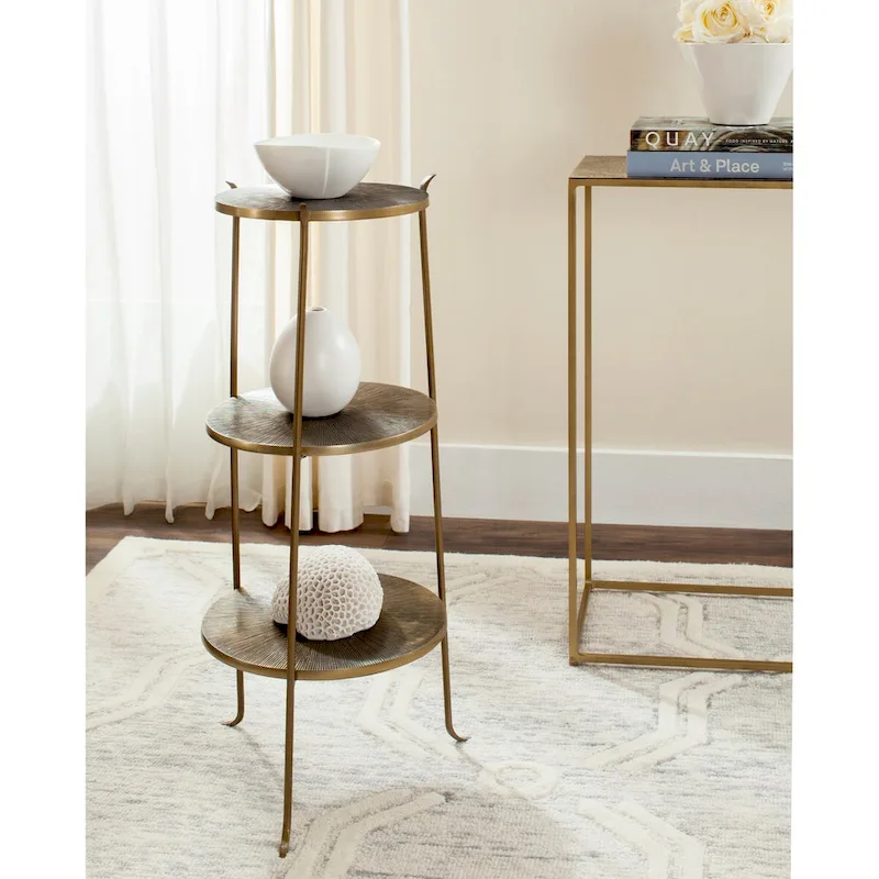 Brass Side Table with Sunburst Detail - 14