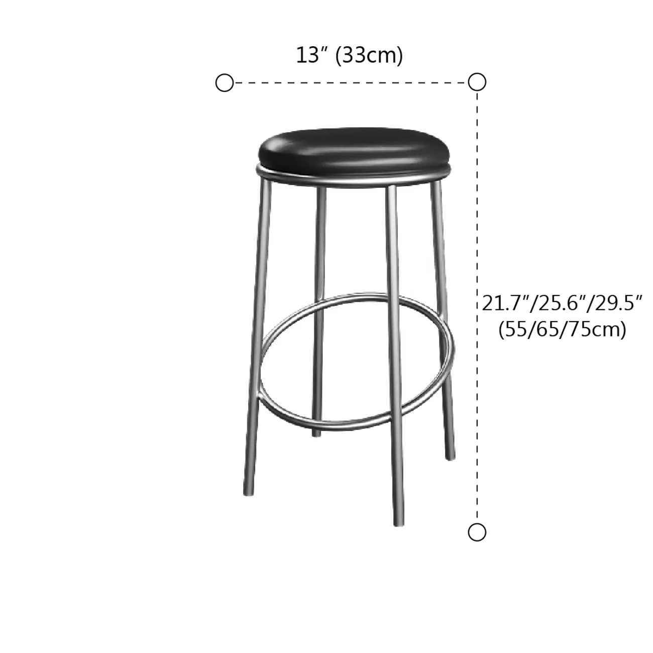 Counter Height Modern Leather Stackable Backless Bar Stools