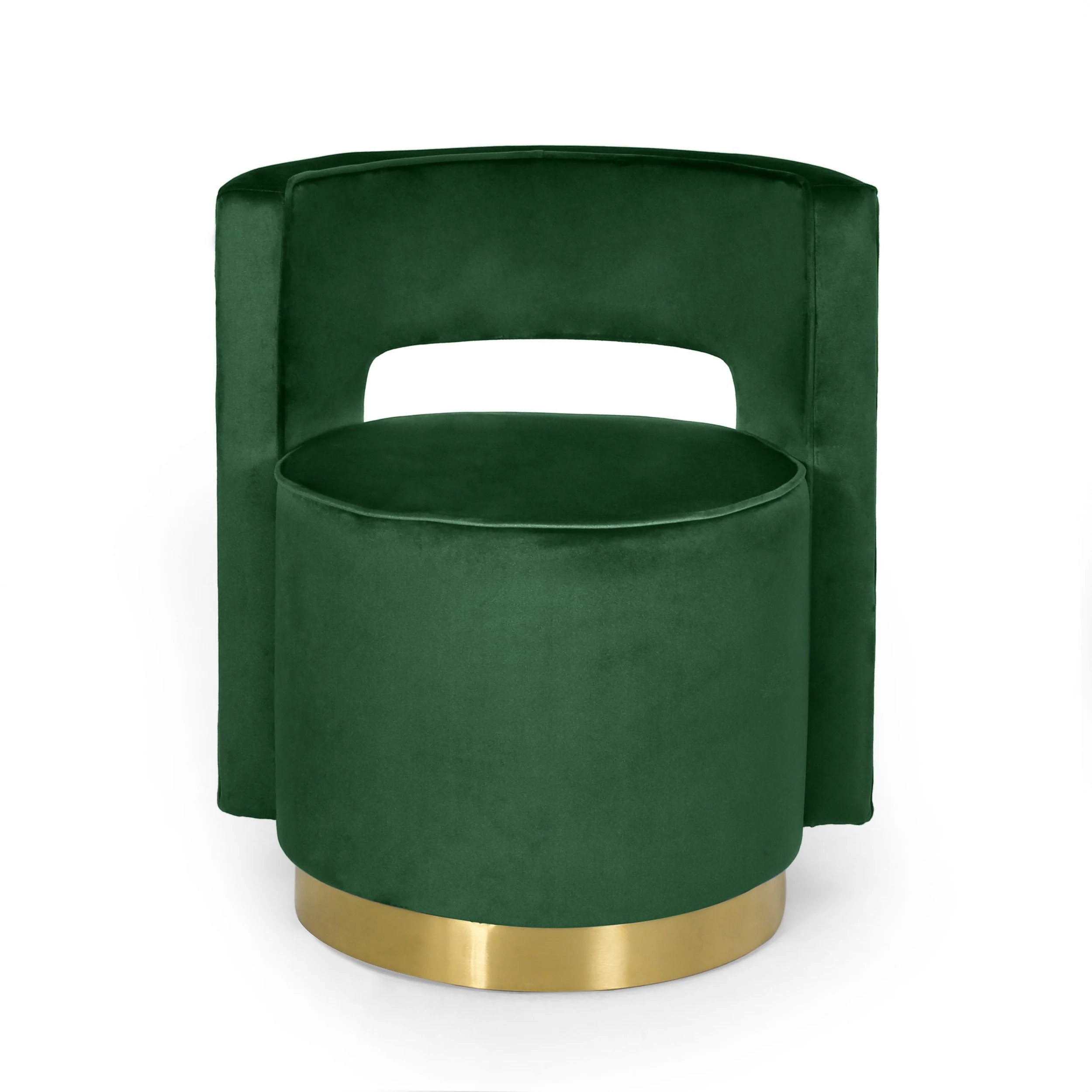 Modern Glam Round Open Back Velvet Swivel Club Chair - NH228413