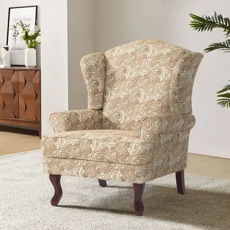 Mid-Century Modern Upholstered Wingback Accent Chair