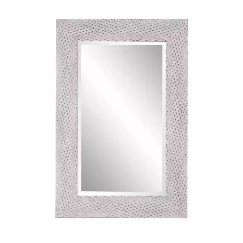 Howard Elliott 23.25"x35.25" Decorative Buckram Framed Wall Mirror Soft Gray: Modern Style, Polystyrene Frame, No Assembly Required