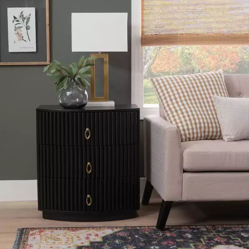 Powell 3 Drawers Chantel Nightstand Black