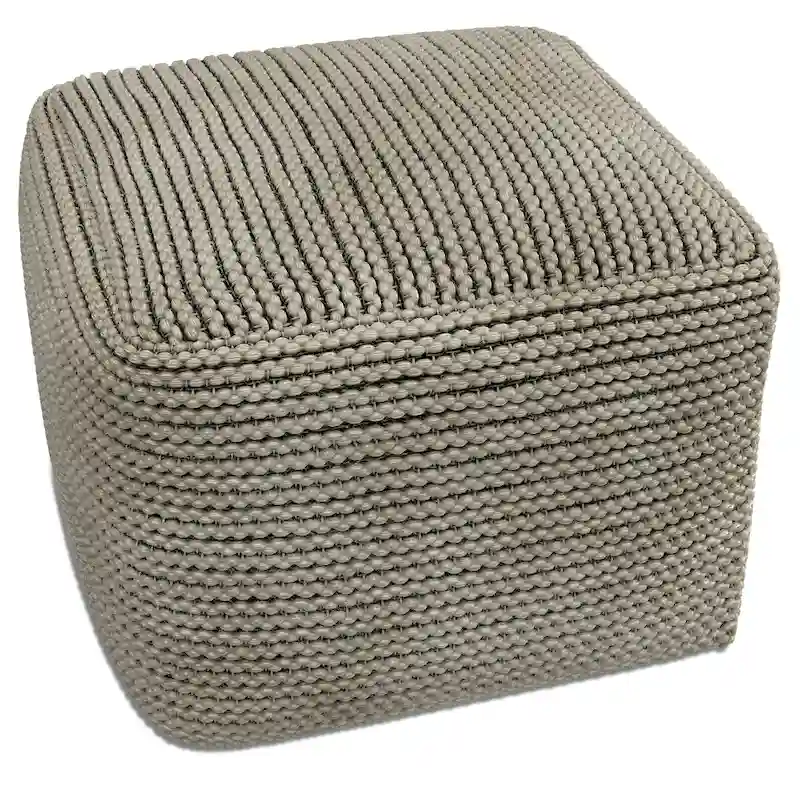 WYNDENHALL Bayhill Boho Square Pouf in Cream Polystyrene Filling