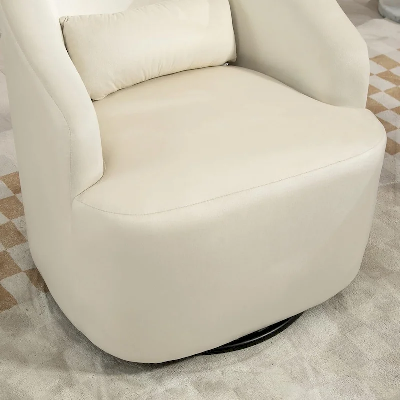 Accent Chair with Barrel-shaped Design and 360 Degree Swivel Feature
