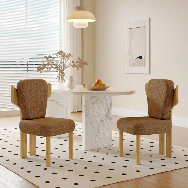 Wingback Dining Chairs with Wood Legs (Set of 2)