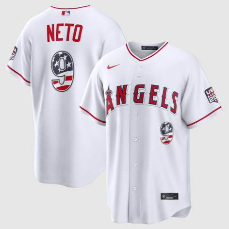 Los Angeles Angels Zach Neto White USA 250 Fourth of July Stadium Jersey