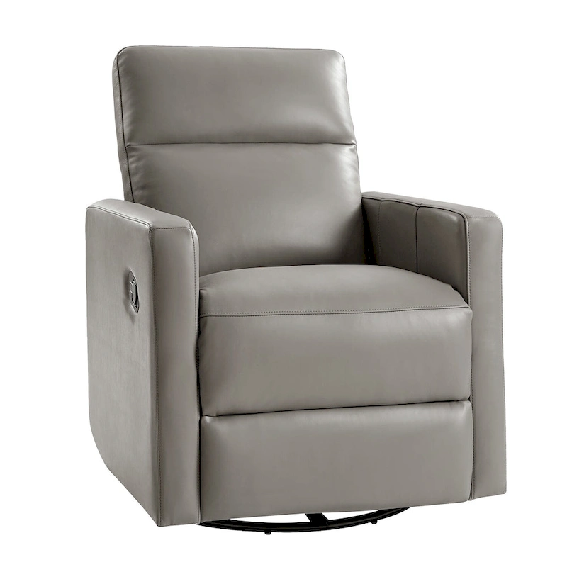 Josefa Modern Genuine Leather Swivel Rocker Recliner by Hulala Home