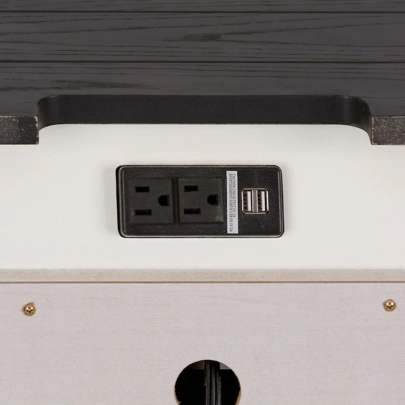 White Night Stand with Charging Station