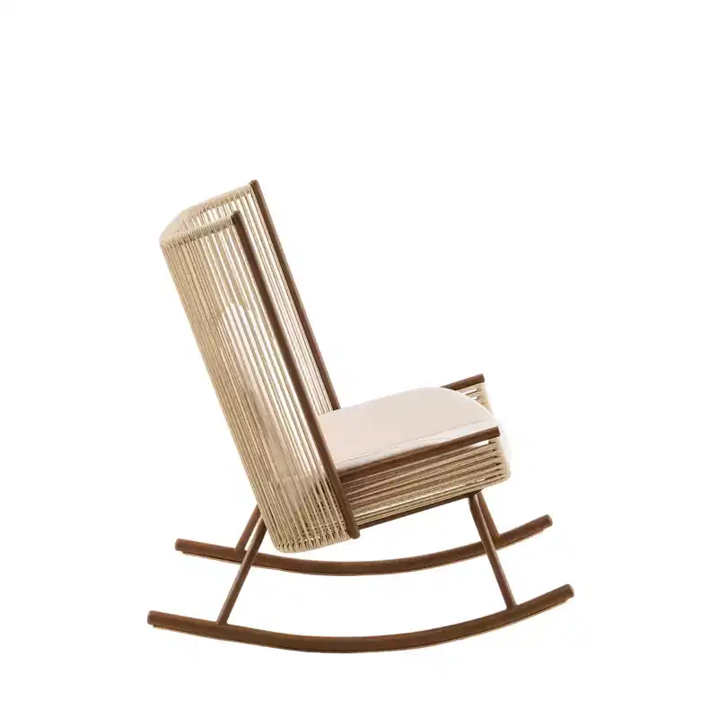Christopher Knight Home Suman Farmhouse 2 Piece Patio Dining Set with Acacia Wood Table and Iron Rocking Chair