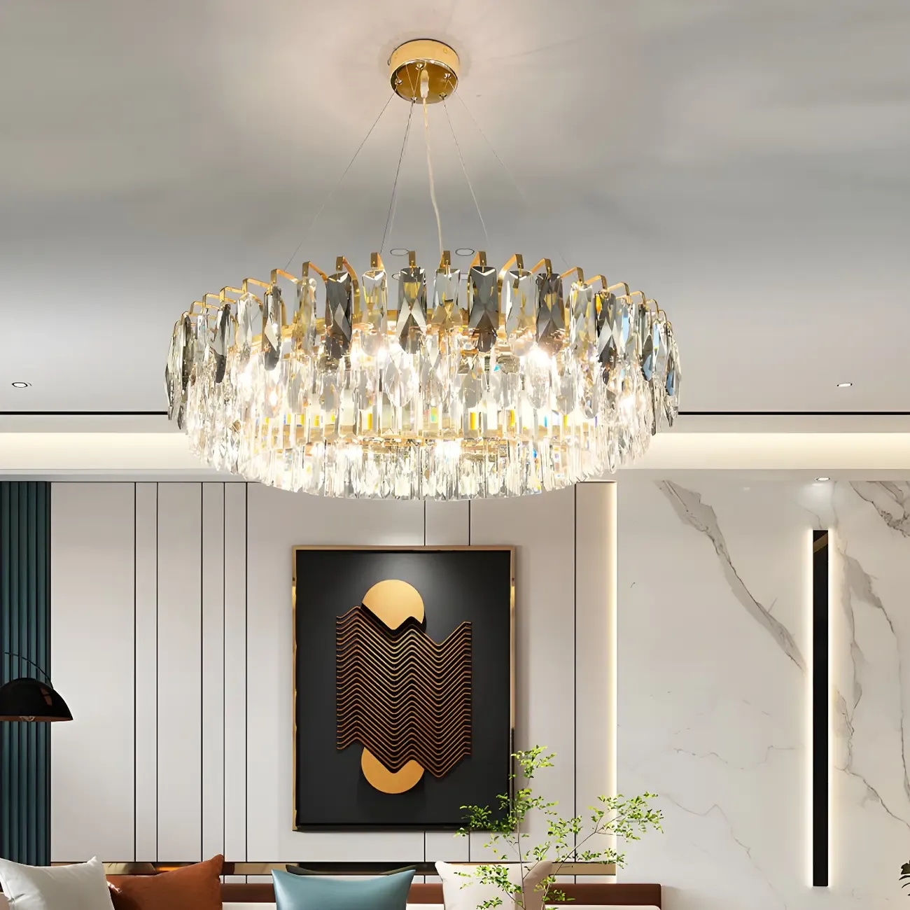 Elegant Modern Oval Clear Crystal Chandelier