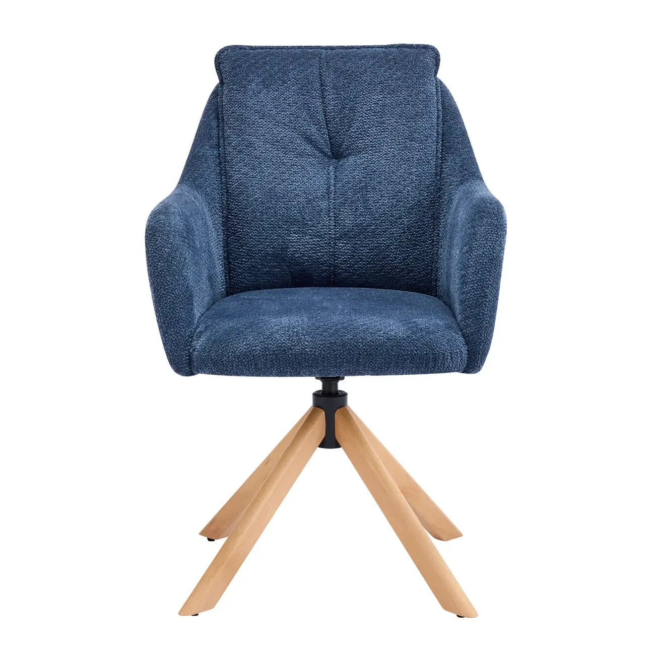 Swivel Blue Fleece Upholstered Dining Chairs Set Of 2