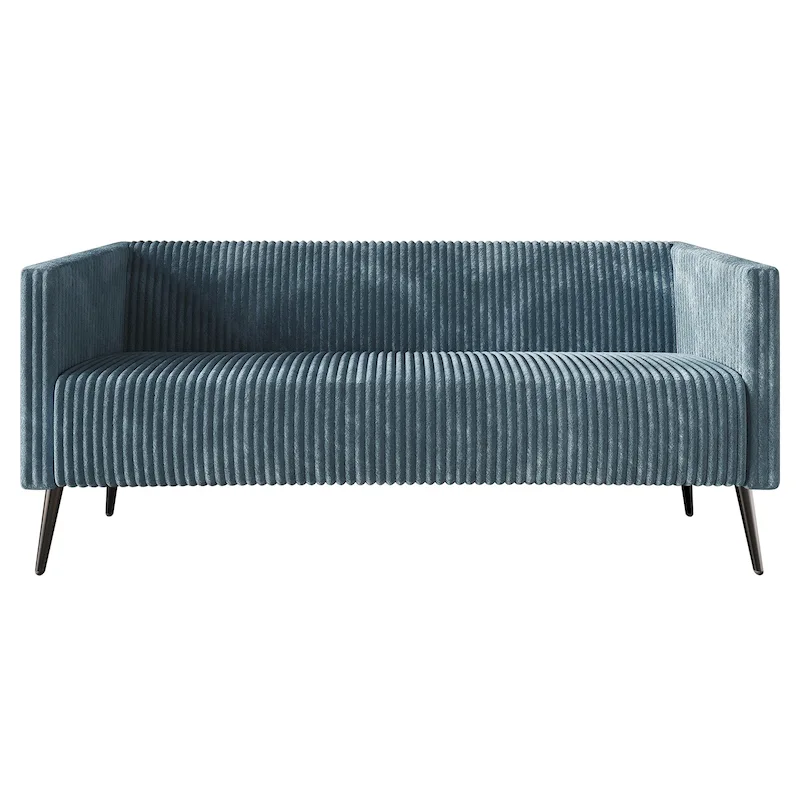 Velvet Upholstered 2.5-Seater Sofa with Metal Legs