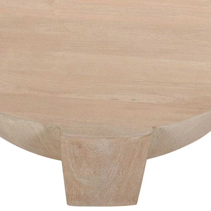 Round Mango Wood Coffee Table with 3 Legs