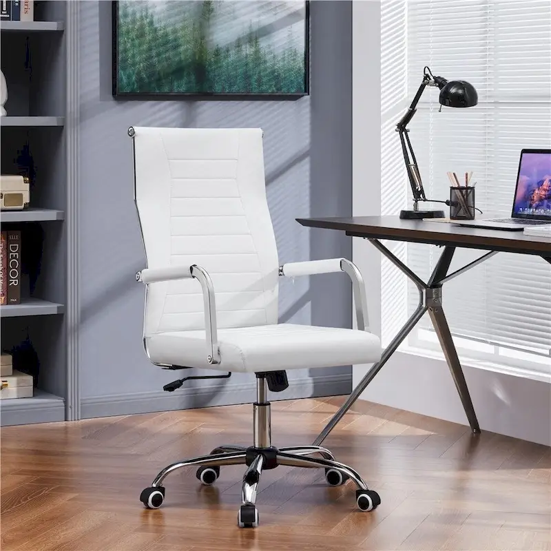 Yaheetech Modern Faux Leather Office Desk Chair with Metal Base - N/A