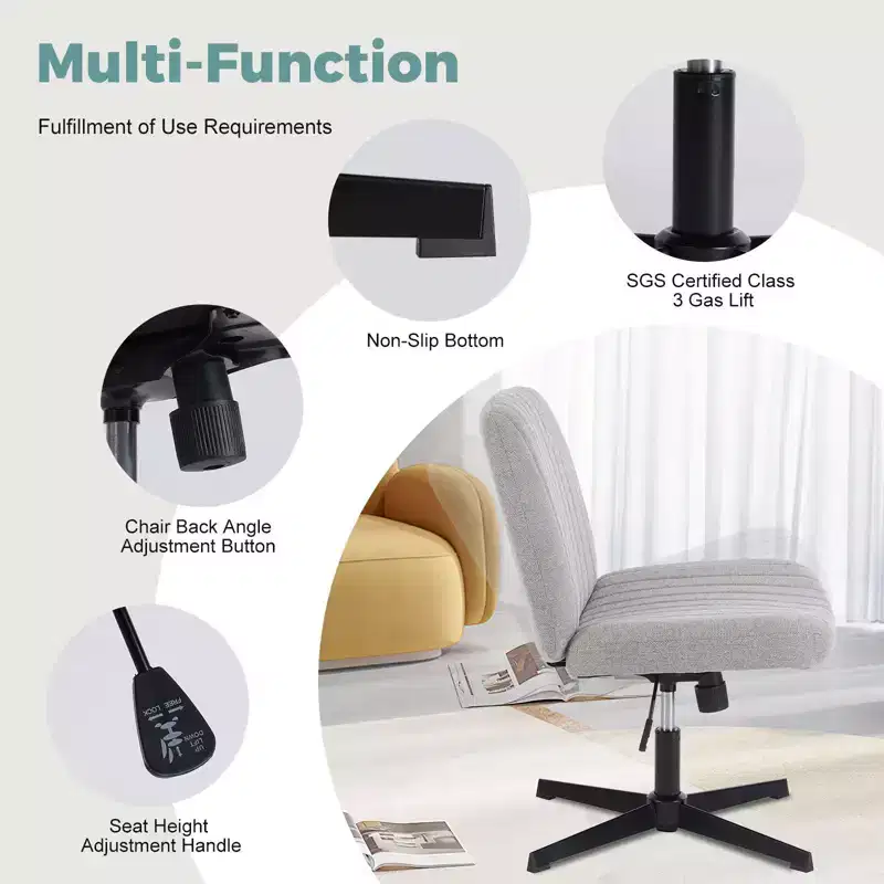 JIONJOY Fabric Adjustable Height Ergonomic Task Chair with Criss Cross Chair Legged