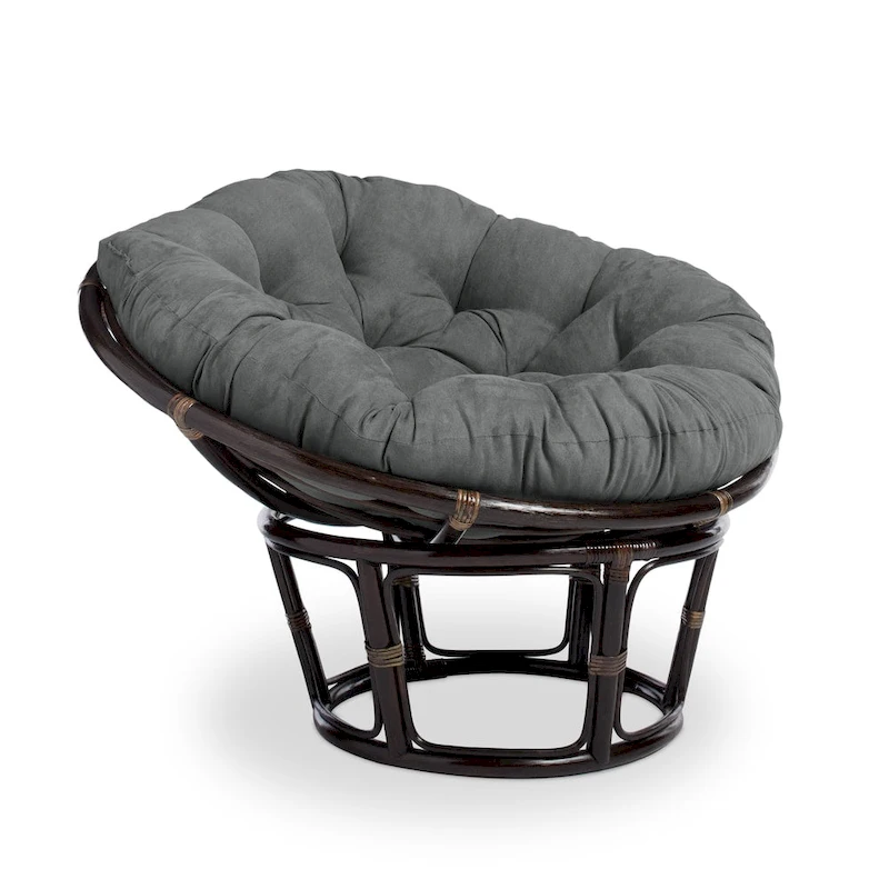 Bali 42-inch Rattan Papasan Chair with Microsuede Cushion