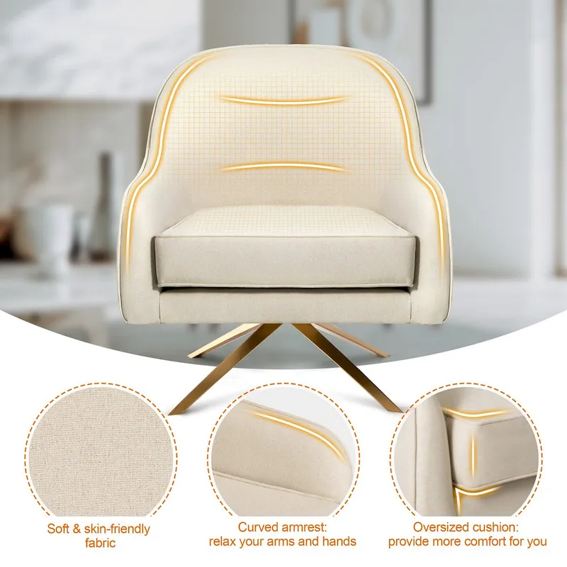 Swivel Club Chair PU Leather Leisure Armchair Upholstered Accent Chair