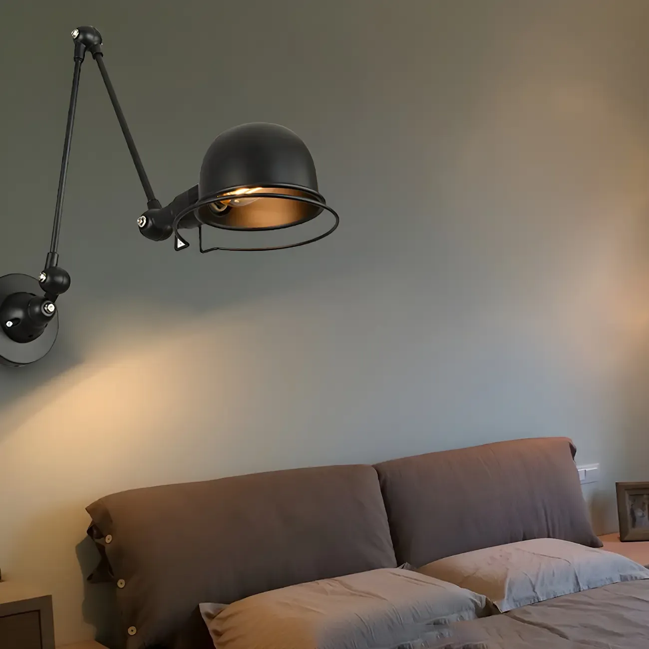 Industrial Metal Dome Adjustable Swing Arm Wall Light