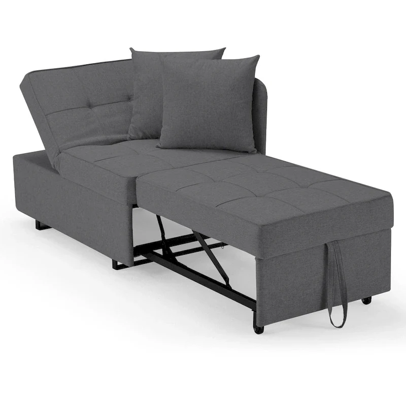 EROMMY Sleeper Sofa Chair Bed , Adjustable Backrest Pull Out Sofa Bed with Faux Linen Sofa Fabric