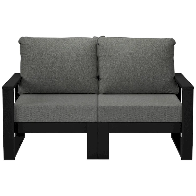 Polytrends Endless Outdoor Patio Love Seat with Black Frame