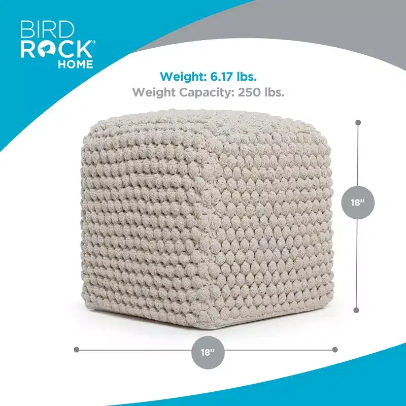 BIRDROCK HOME Bud Pouf Foot Stool Ottoman - Natural