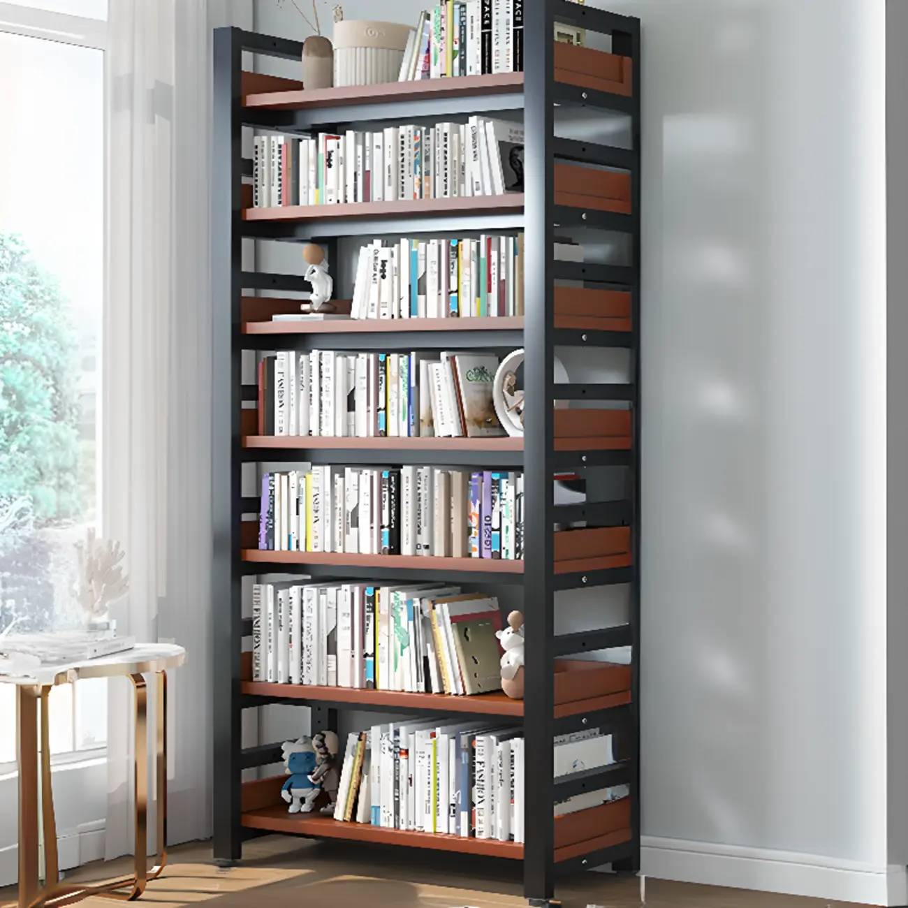 Modish Multi-Layer Open Back Wooden Tall Bookshelves