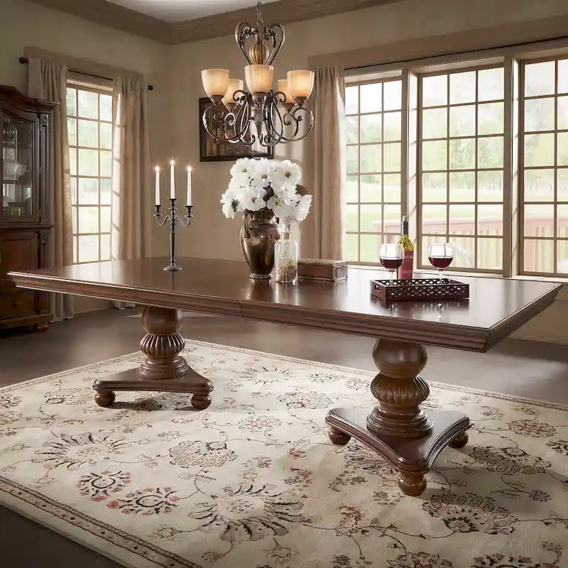 Constantinople Double Pedestal Dining Table with Extending Leaf
