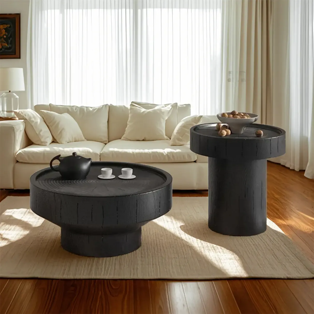 Modern Solid Wooden Black Coffee Table with Unique Design