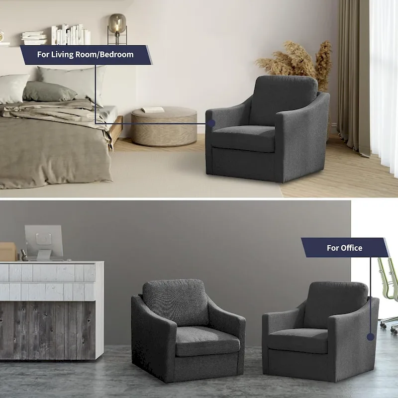 Mixoy 360 Degree Swivel Accent Sofa Chair,Linen Square Armchair