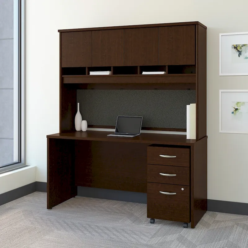 Series C 60W Desk with Hutch and Drawers by Bush Business Furniture