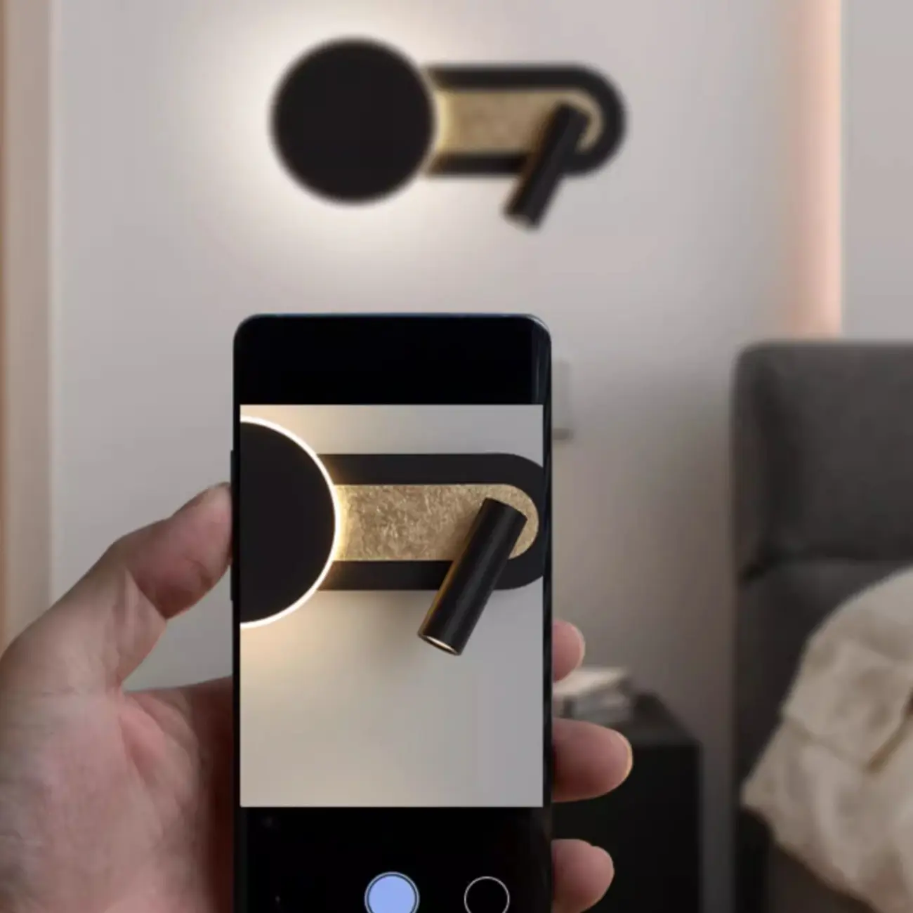 Mini Geometric 2-Light Black-Gold Wall Sconce in Rotatable