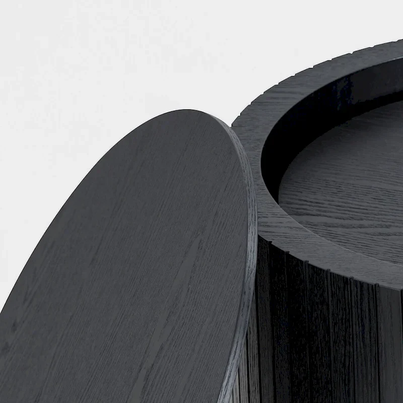 Modern Stylish Two Piece Barrel Nested Coffee Table Set with Removable Table Top