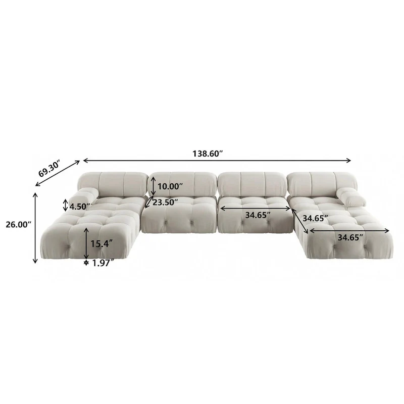 Velvet Sectional Sofa Reversible Modular Couch